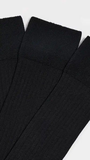 NN07 Cotton Ribbed Socks 3 Pack Black One Size | Thumbnail 3
