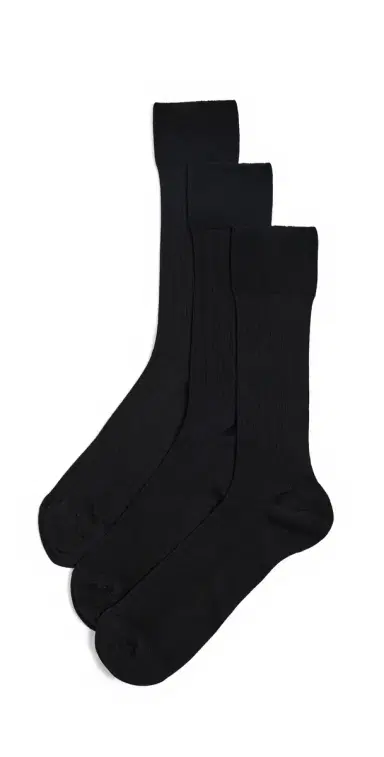 NN07 Cotton Ribbed Socks 3 Pack Black One Size | Thumbnail 1