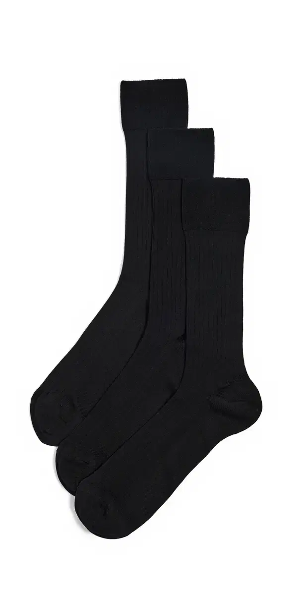 NN07 Cotton Ribbed Socks 3 Pack Black One Size