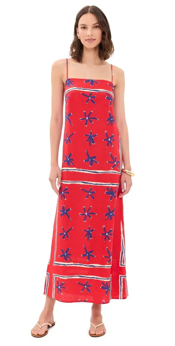 Laura Linen Dress Painted Foulard