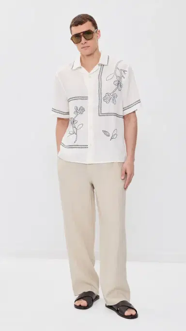 Wax London Glencoe Washed Linen Relaxed Trousers Beige 32 | Thumbnail 5