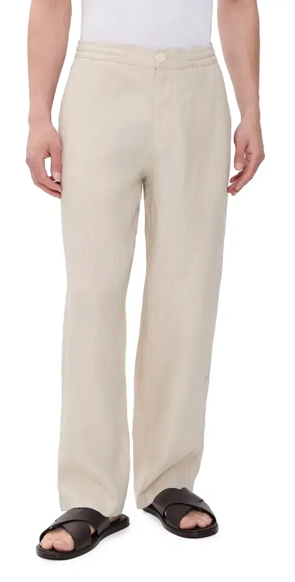 Wax London Glencoe Washed Linen Relaxed Trousers Beige