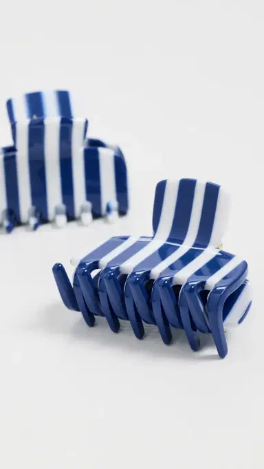 Lele Sadoughi Mini Claw Clip Set Blue Cabana One Size | Thumbnail 4