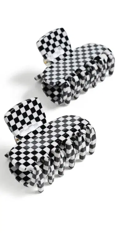 Lele Sadoughi Mini Claw Clip Set Checkered One Size | Thumbnail 1