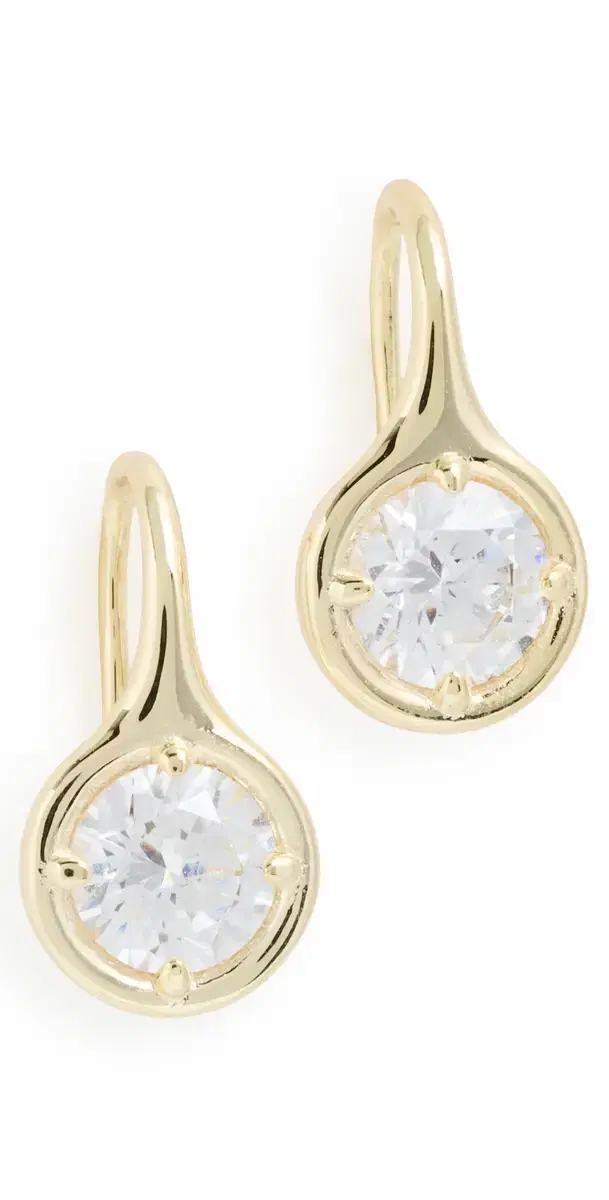 By Adina Eden Rounded Bezel Fish Hook Huggie Earrings Gold One Size