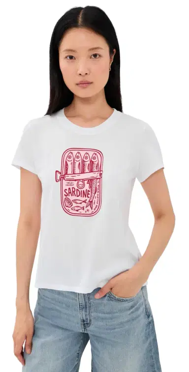 Sunny Somewhere Sardine Summer Femme Crew Tee White | Thumbnail 1 Sunny Somewhere Sardine Summer Femme Crew Tee White | Thumbnail 1