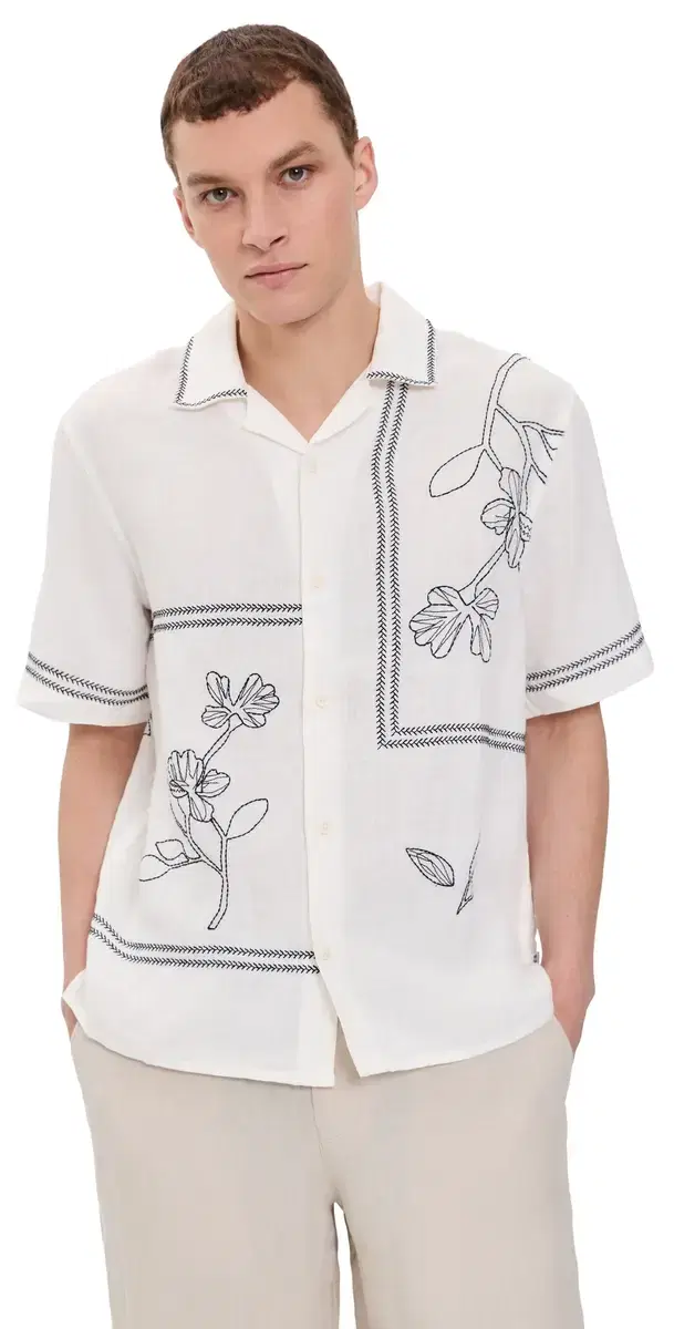 Didcot Linen Grid Flower Shirt