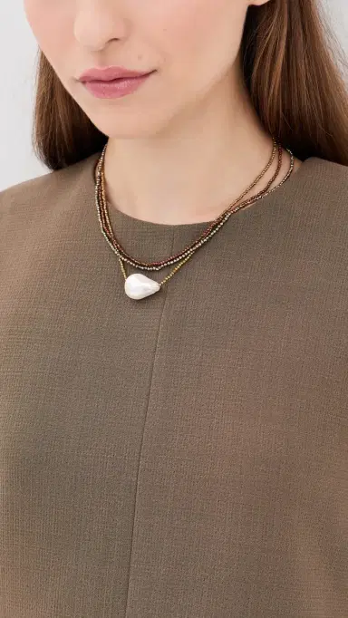 Maison Irem Triple Bronze Pearl Necklace Brown | Thumbnail 3 Maison Irem Triple Bronze Pearl Necklace Brown | Thumbnail 3