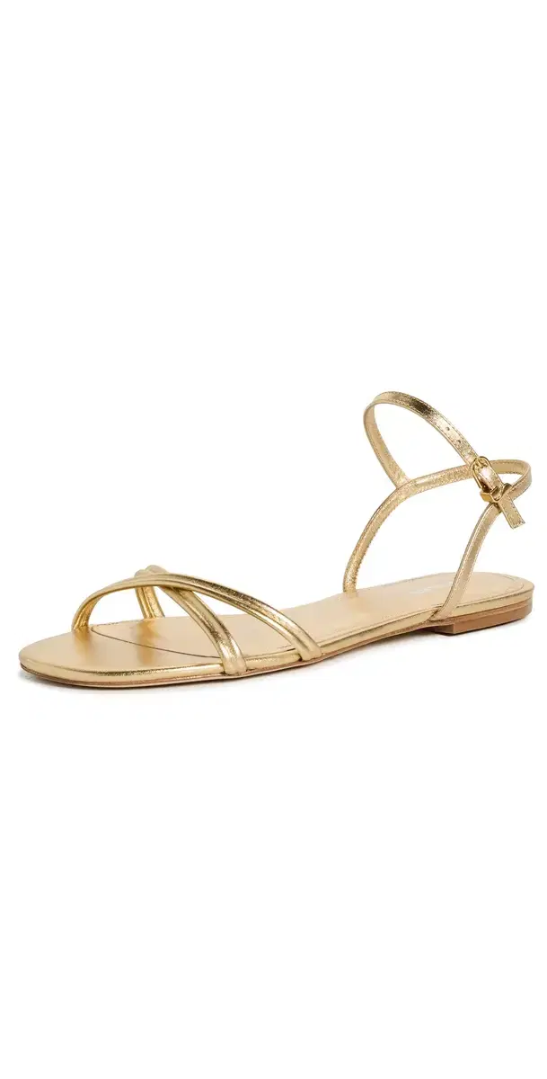 Larroudé Annie Ankle Strap Sandals Gold metallic leather