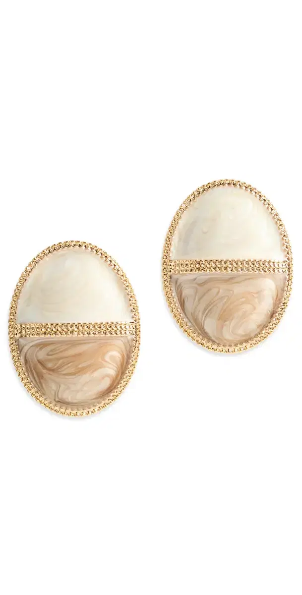 By Adina Eden Colored Two-Tone Stone Oval Stud Earrings Grey One Size