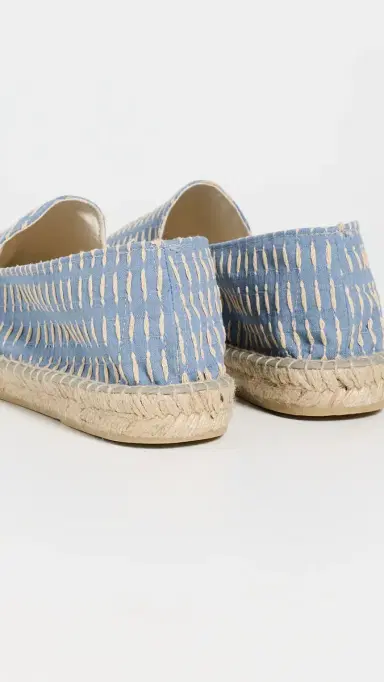 MANEBI Cotton Jacquard Stripe Classic Espadrilles Indigo and Natural Stripes | Thumbnail 3