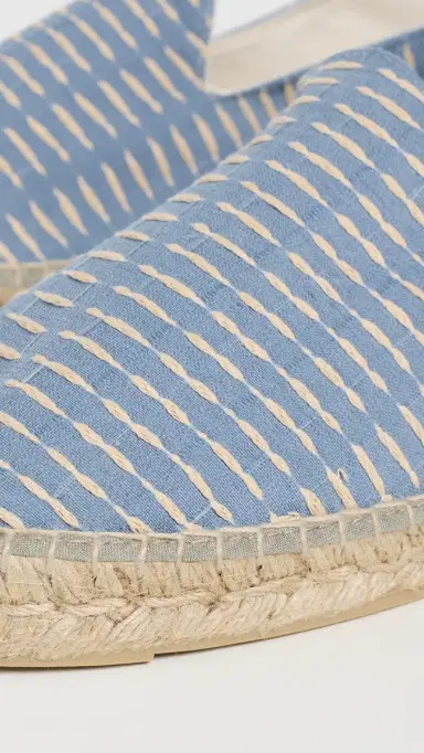 MANEBI Cotton Jacquard Stripe Classic Espadrilles Indigo and Natural Stripes | Thumbnail 5