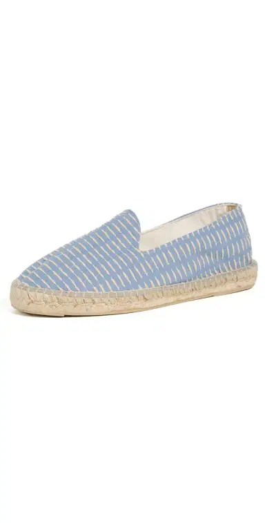 MANEBI Cotton Jacquard Stripe Classic Espadrilles Indigo and Natural Stripes | Thumbnail 1