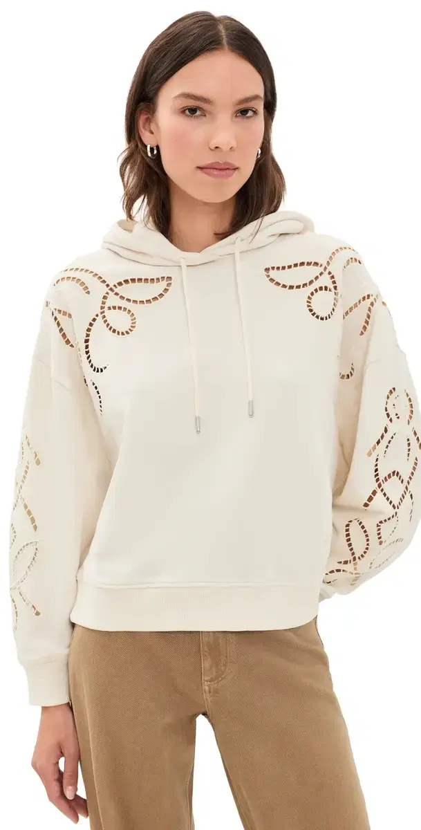 ba & sh Beni Embroidered Hoodie Ecru