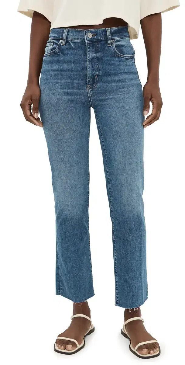 FRAME Le Sleek Straight Jeans Daylily Raw Fray