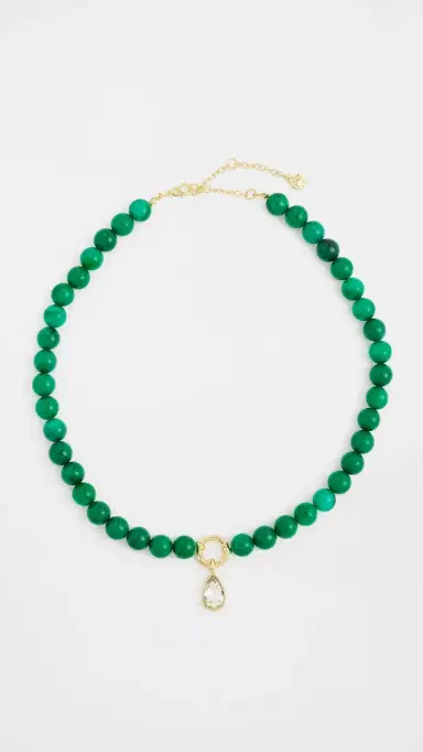BaubleBar Janette Beaded Ring Necklace Dark Green One Size | Thumbnail 2