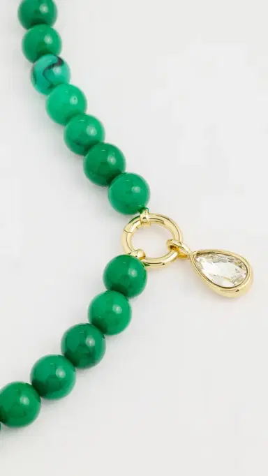 BaubleBar Janette Beaded Ring Necklace Dark Green One Size | Thumbnail 4