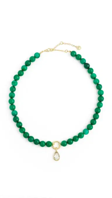 BaubleBar Janette Beaded Ring Necklace Dark Green One Size | Thumbnail 5
