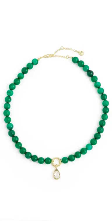 BaubleBar Janette Beaded Ring Necklace Dark Green One Size | Thumbnail 1