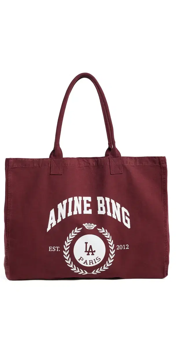 ANINE BING Leo Canvas Collegiate Tote Bag Fig One Size
