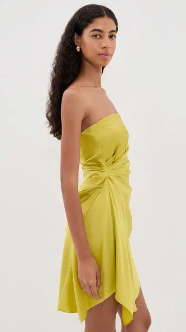 Staud Adriana Silk Dress Citron | Thumbnail 4