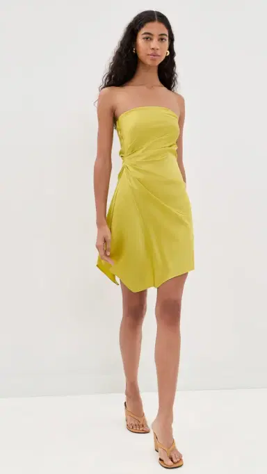 Staud Adriana Silk Dress Citron | Thumbnail 5