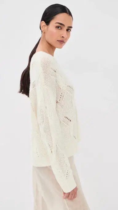 Sablyn Gia louchy Cashmere Crewneck Sweater Gardenia | Thumbnail 4