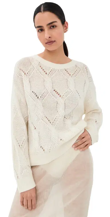 Sablyn Gia louchy Cashmere Crewneck Sweater Gardenia | Thumbnail 1