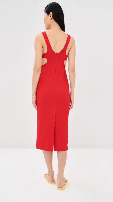 Tibi Creased Stretch Crepe Racerback Dress Red | Thumbnail 3 Tibi Creased Stretch Crepe Racerback Dress Red | Thumbnail 3