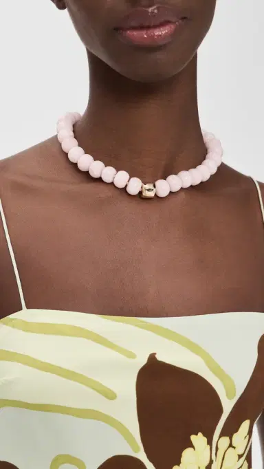 Ettika Power Bead Statement Necklace in Rose Quartz Rose Quartz One Size | Thumbnail 3