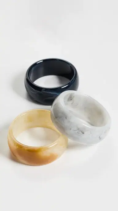 By Adina Eden Neutral Marble Resin Bangle Trio Set Multi Color One Size | Thumbnail 2