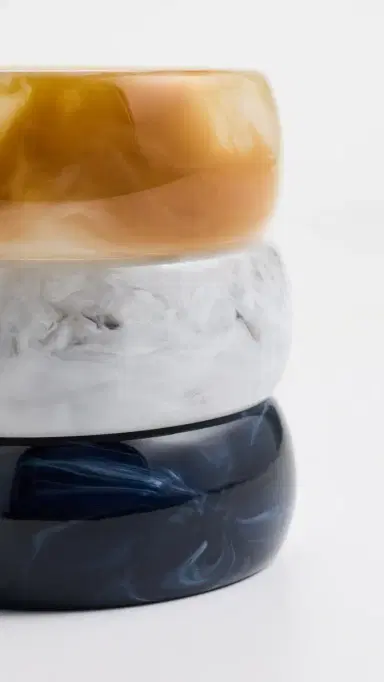 By Adina Eden Neutral Marble Resin Bangle Trio Set Multi Color One Size | Thumbnail 5