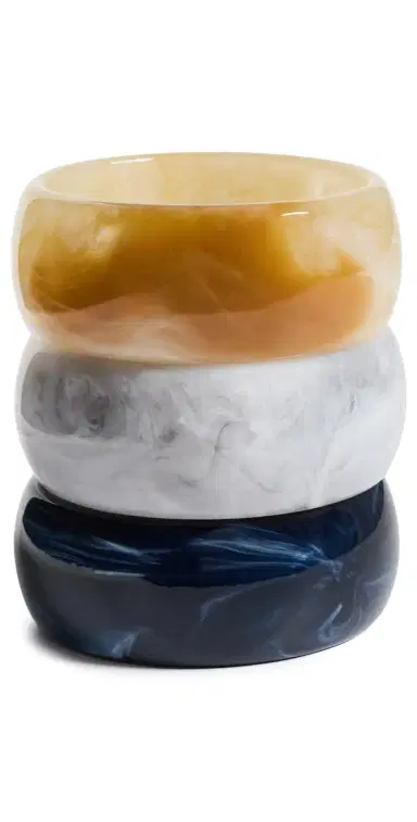 By Adina Eden Neutral Marble Resin Bangle Trio Set Multi Color One Size | Thumbnail 1