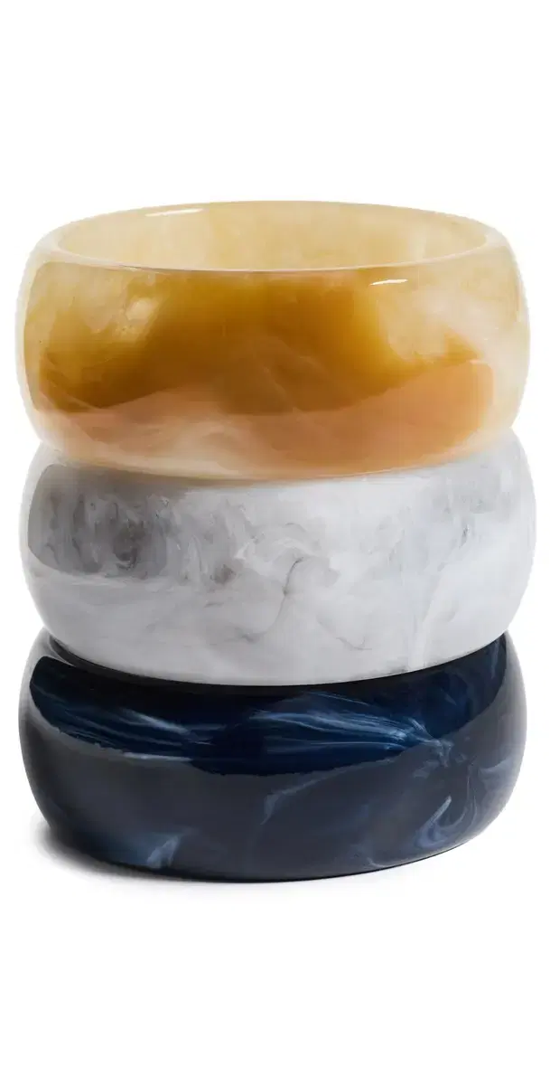 Neutral Marble Resin Bangle Trio Set Multi Color One Size
