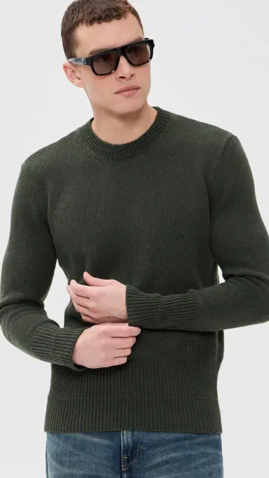 MM6 Maison Margiela Double Hem Crewneck Sweater Khaki | Thumbnail 2