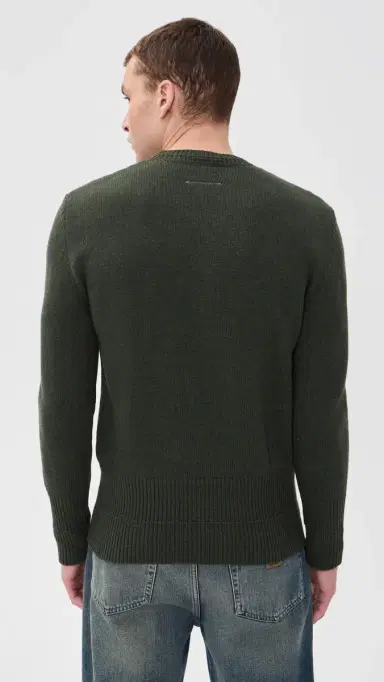 MM6 Maison Margiela Double Hem Crewneck Sweater Khaki | Thumbnail 3
