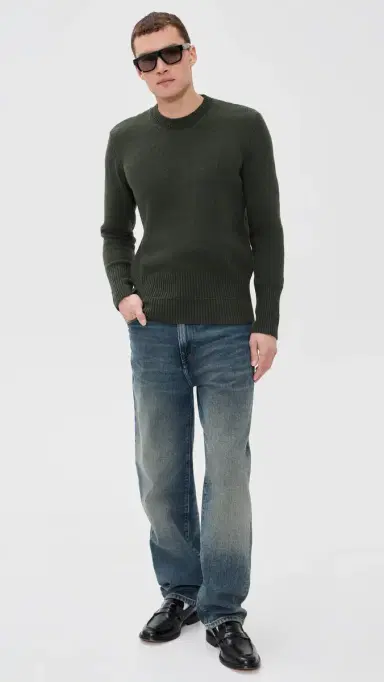 MM6 Maison Margiela Double Hem Crewneck Sweater Khaki | Thumbnail 5