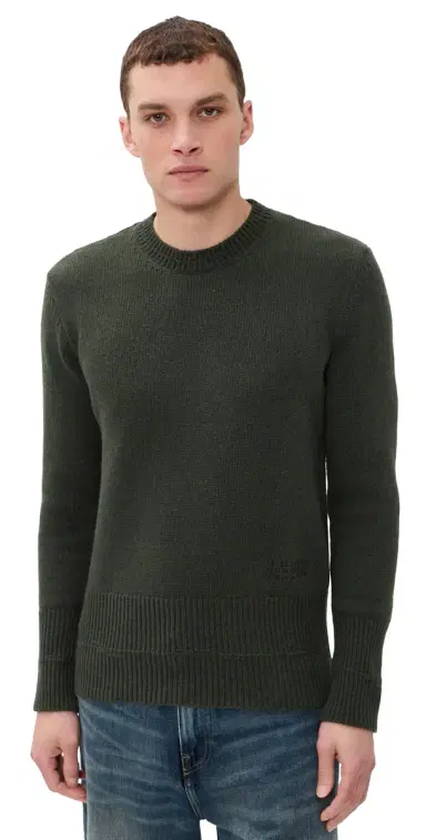 MM6 Maison Margiela Double Hem Crewneck Sweater Khaki | Thumbnail 1