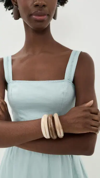 By Adina Eden Caramel Cream Resin Bangle Set Multi Color One Size | Thumbnail 3