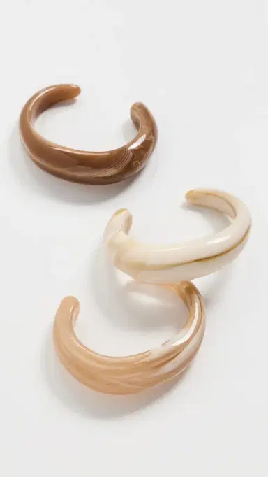 By Adina Eden Caramel Cream Resin Bangle Set Multi Color One Size | Thumbnail 4