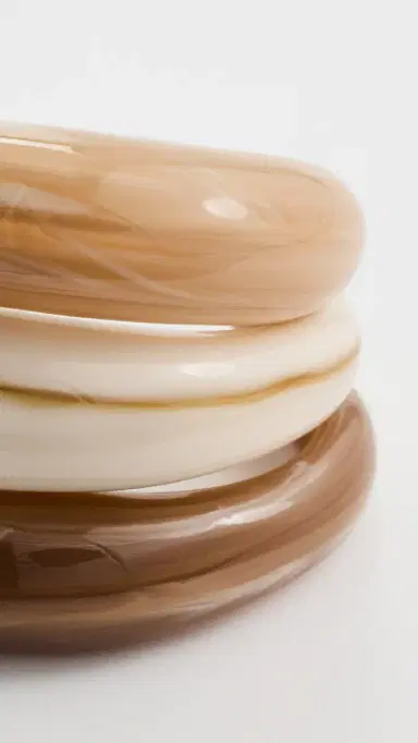 By Adina Eden Caramel Cream Resin Bangle Set Multi Color One Size | Thumbnail 5