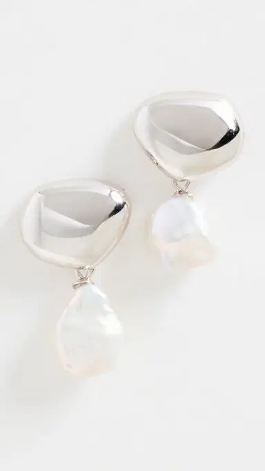 Shashi Silver Pearl Drop Earrings Silver/Pearl One Size | Thumbnail 2