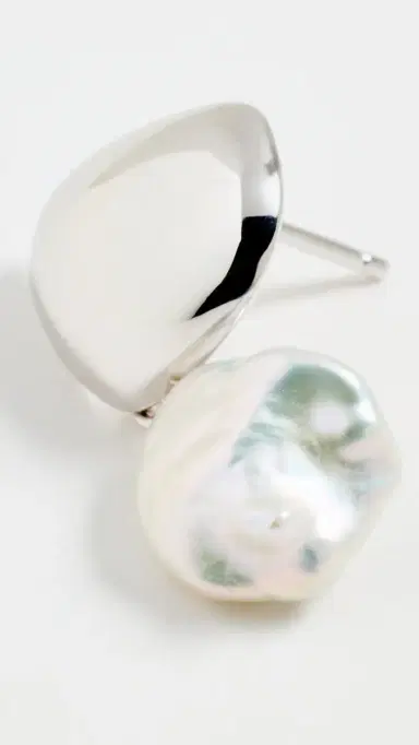 Shashi Silver Pearl Drop Earrings Silver/Pearl One Size | Thumbnail 4