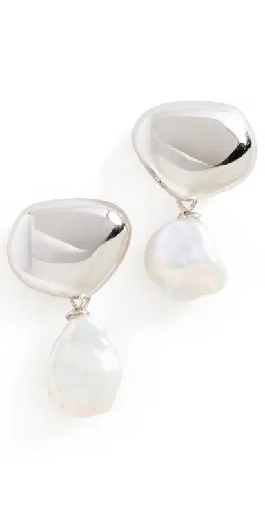 Shashi Silver Pearl Drop Earrings Silver/Pearl One Size | Thumbnail 1
