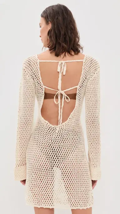 Agua Bendita Rosetta Handmade Crochet Mini Coverup Dress | Thumbnail 3 Agua Bendita Rosetta Handmade Crochet Mini Coverup Dress | Thumbnail 3