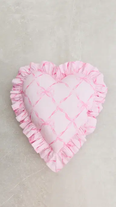 LoveShackFancy Heart Ruffle Pillow Raspberry Rose One Size | Thumbnail 2