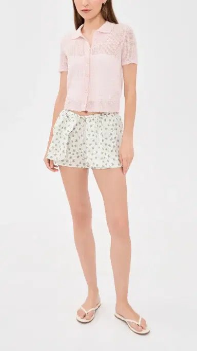 MAUDE CLUB ienna Wrap Shorts prigged Floral | Thumbnail 5