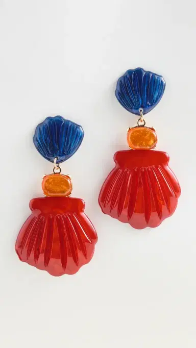By Adina Eden Seashell Gem Drop Earrings | Thumbnail 2