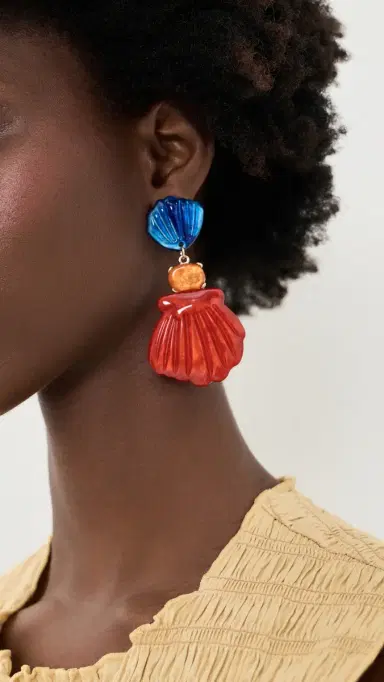 By Adina Eden Seashell Gem Drop Earrings | Thumbnail 3