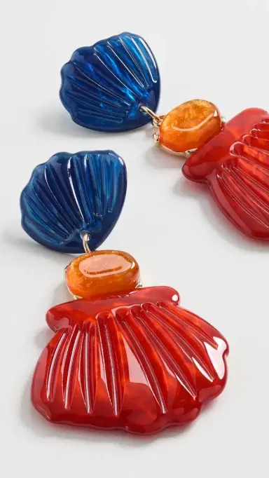 By Adina Eden Seashell Gem Drop Earrings | Thumbnail 4